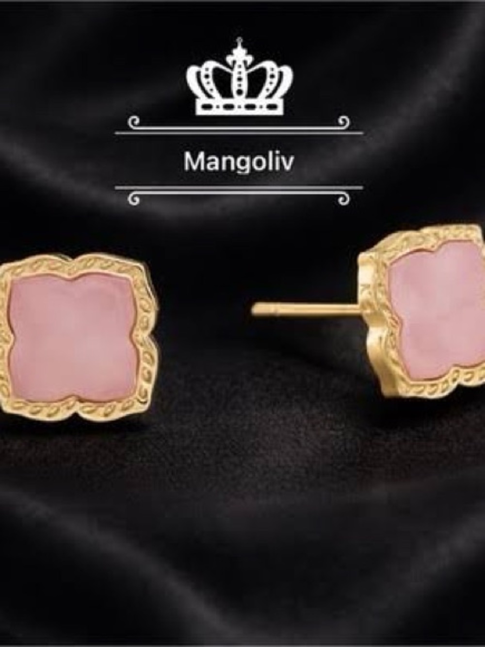 Kendra Scott “Mallory” Rose Quartz Earrings in Gold Plated Setting - Picture 7 of 7